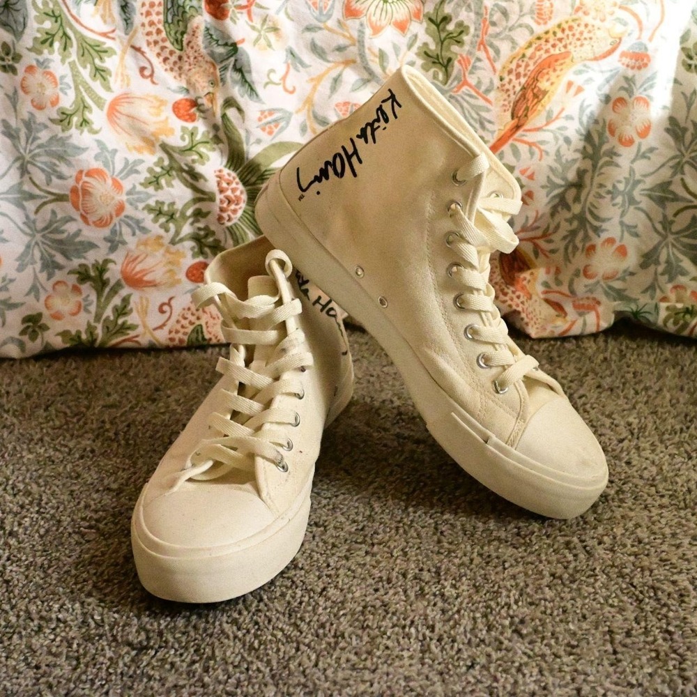 Keith Haring x H&M White High Top Sneaker Mens 9 Canvas Art Shoes 09719104